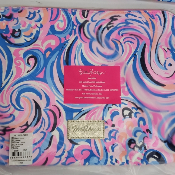 Lilly Pulitzer Catch All Zip Pouch Flamingoals - Picture 3 of 7